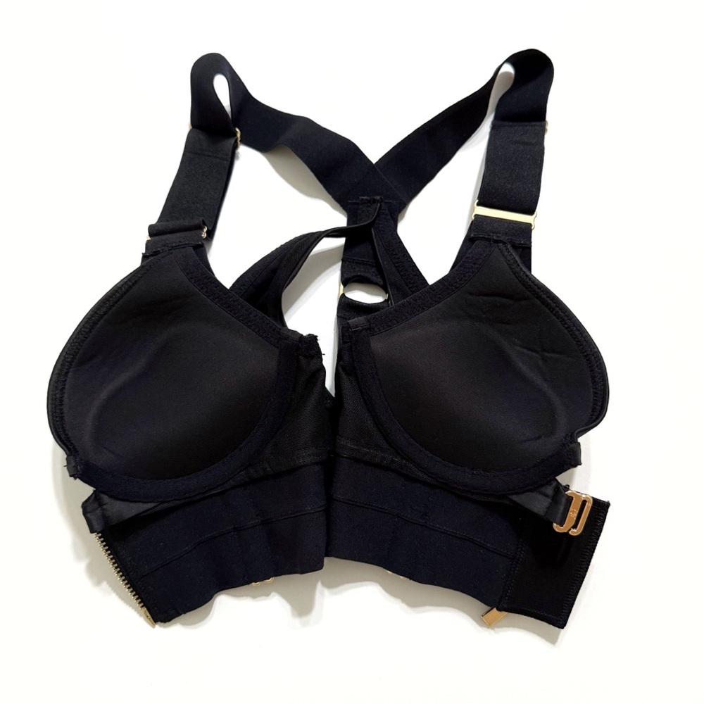 HONEY BIRDETTE BLACK GOLD BLAIR RACERBACK FRONT ZIP CLOSE PUSH-UP BUSTIER BRA - Picture 4 of 10
